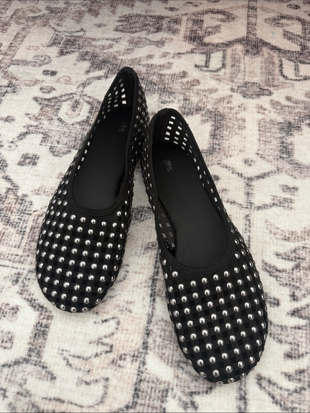 Zara Black Studded Ballet Flats